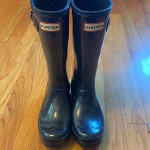 Girls Hunter Boots Rain wellies navy sparkles size 4 EU 34